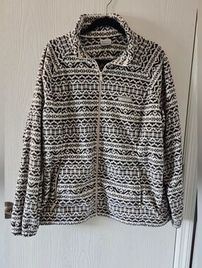 Columbia Black & White Patterned Fleece Jacket